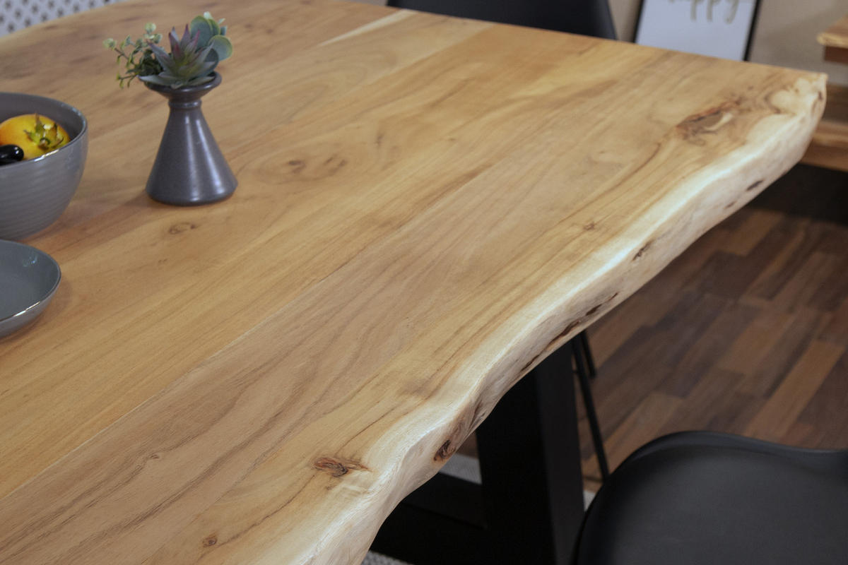 ESSTISCH CALI - Beige/Schwarz, Holz/Metall (100/200/77cm) - SAM