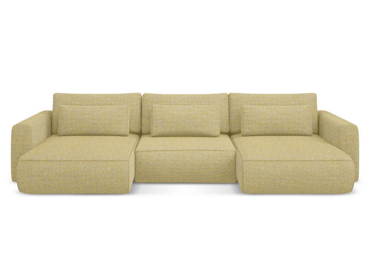 WOHNLANDSCHAFT Strukturstoff Stoff Gelb - Currygelb/Gelb, Kunststoff/Textil (340/82/149cm) - Makamii
