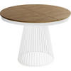 ESSTISCH Naro rund ausziehbar mit Weißem Lamellen-Metallgestell, Braun 120-200/120/76 cm - Alteiche/Weiß, Holzwerkstoff/Metall (120/120/76cm) - WFL GROUP