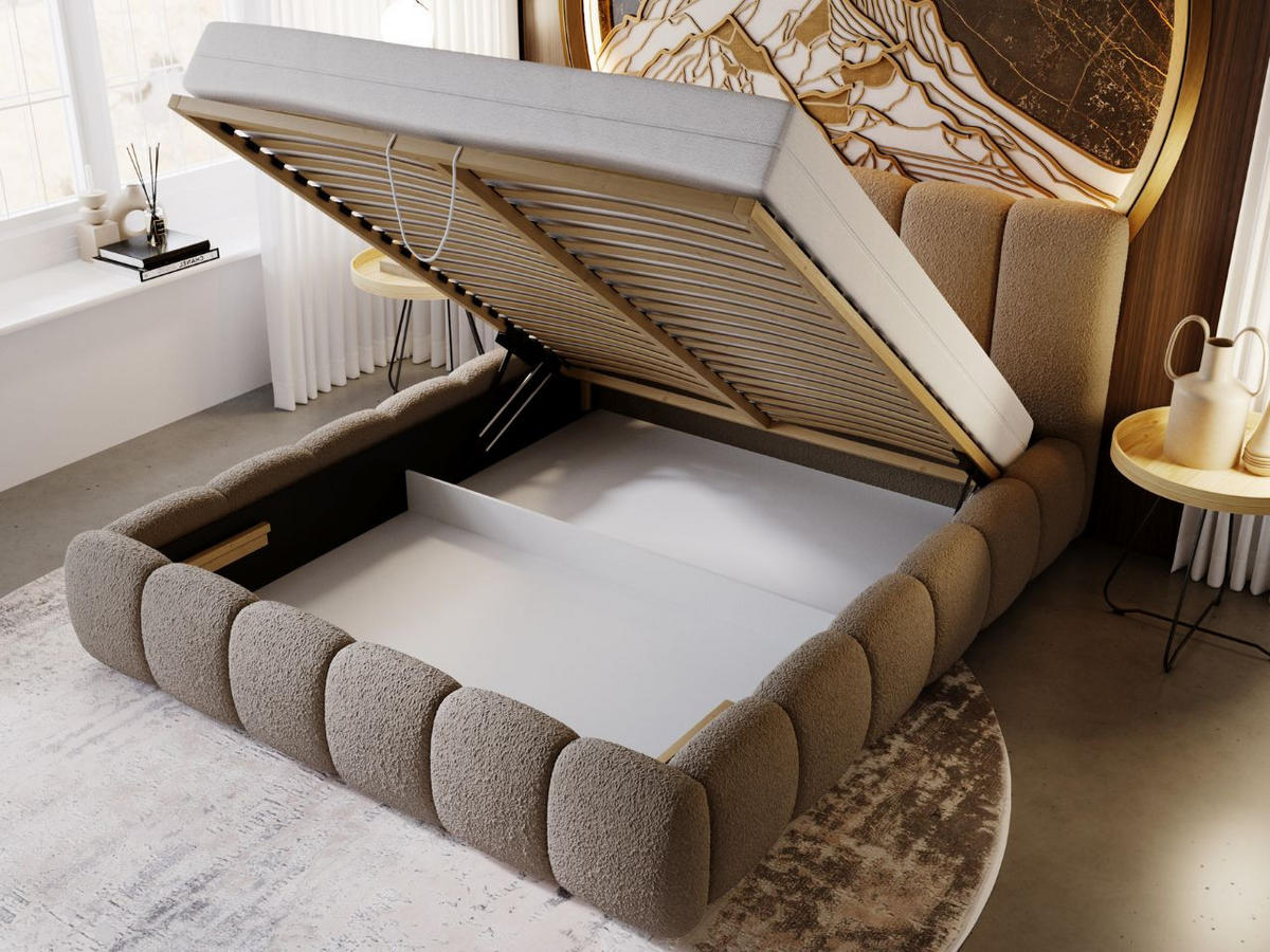 POLSTERBETT Cloud 140x200 Bouclé-Stoff Braun - Braun, Textil (140/200cm) - Graingold