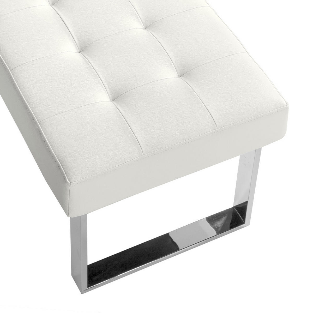 SITZBANK Rechteckig Weiß Stahl 120/45/42 cm - Edelstahlfarben/Weiß, Leder (120/42/45cm) - ANGEL CERDA