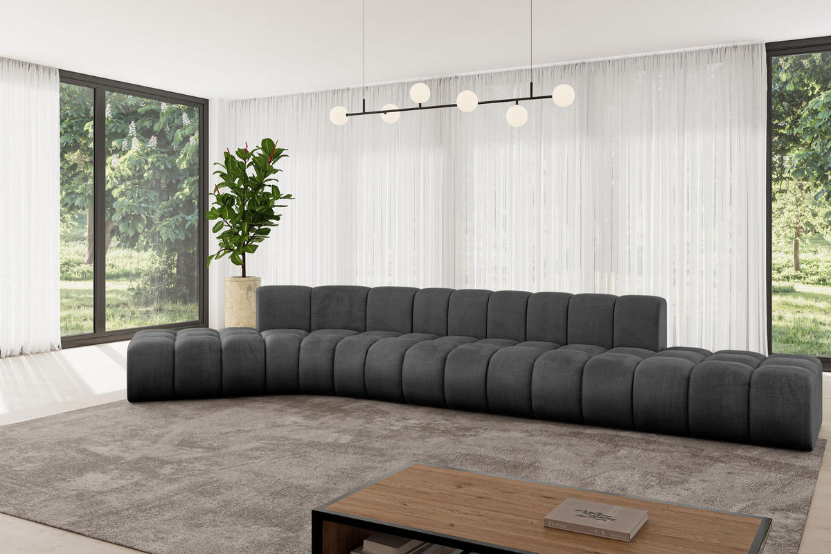 ECKSOFA modulares Sofa Solven-L2 - 471x174x70 cm Schwarz - Schwarz, Holzwerkstoff/Textil (471/174cm) - ALTDECOR