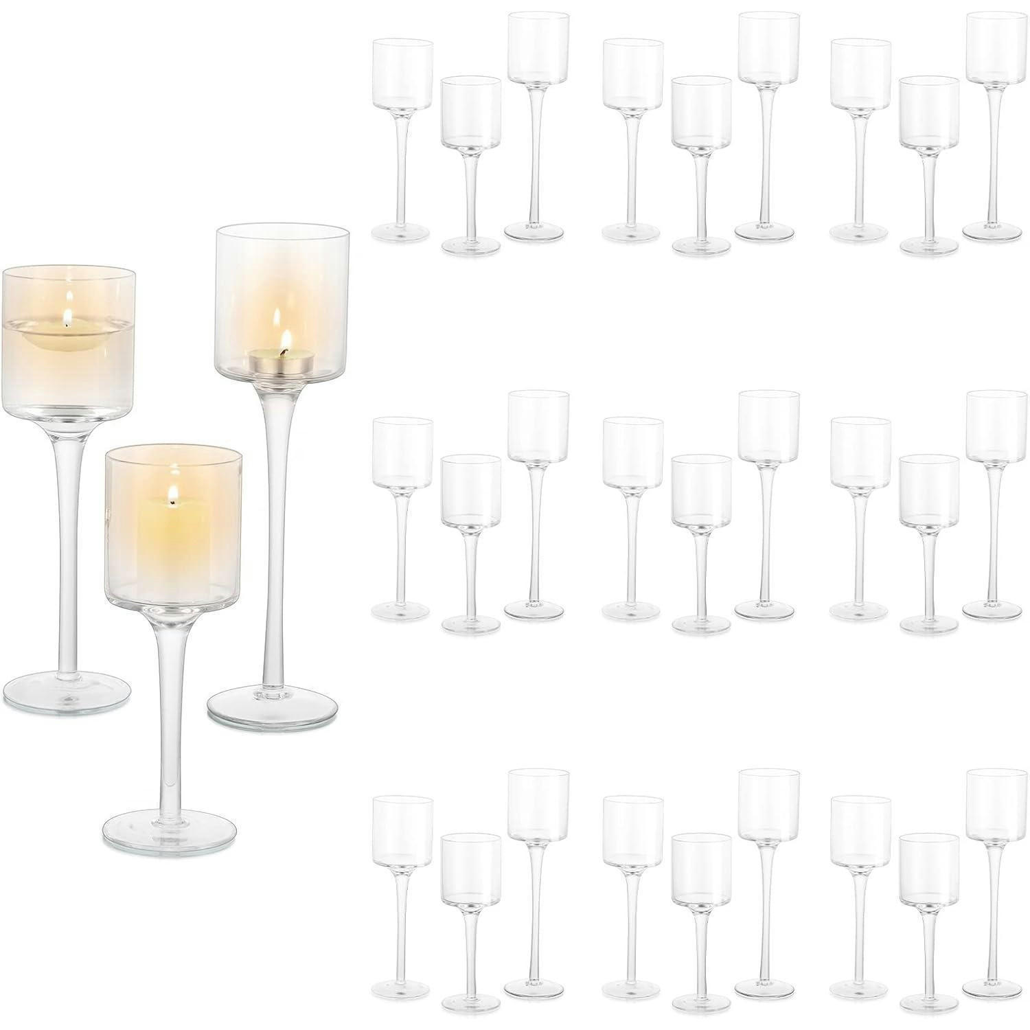 KERZENSTÄNDER 30-teiliges Set Glas 20 cm 23 cm 26 cm - Transparent, Glas (7/23/7cm)