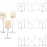 KERZENSTÄNDER 30-teiliges Set Glas 20 cm 23 cm 26 cm - Transparent, Glas (7/23/7cm)