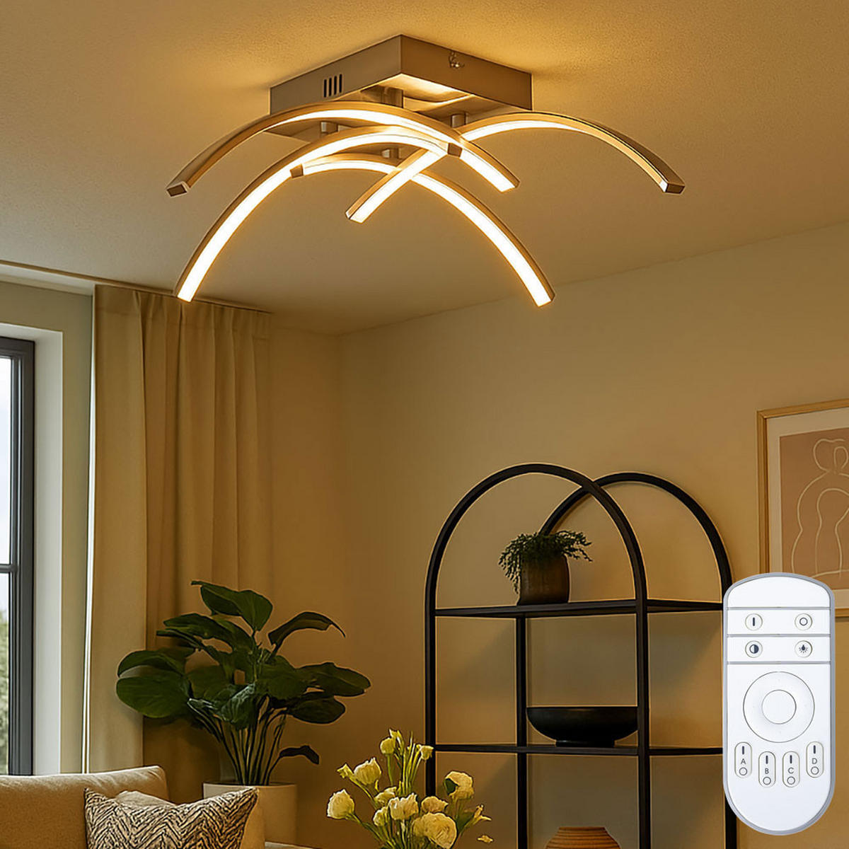 LED DECKENLEUCHTE Sinus Silber - Silberfarben, Metall (48.5/48.5/15cm) - Esto