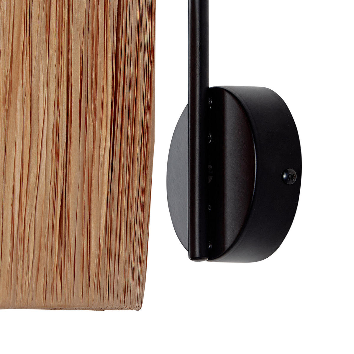 WANDLAMPE 2er Set Naturfarben/Schwarz Shinfa - Schwarz/Naturfarben, Naturmaterialien (30/30/23cm) - Beliani