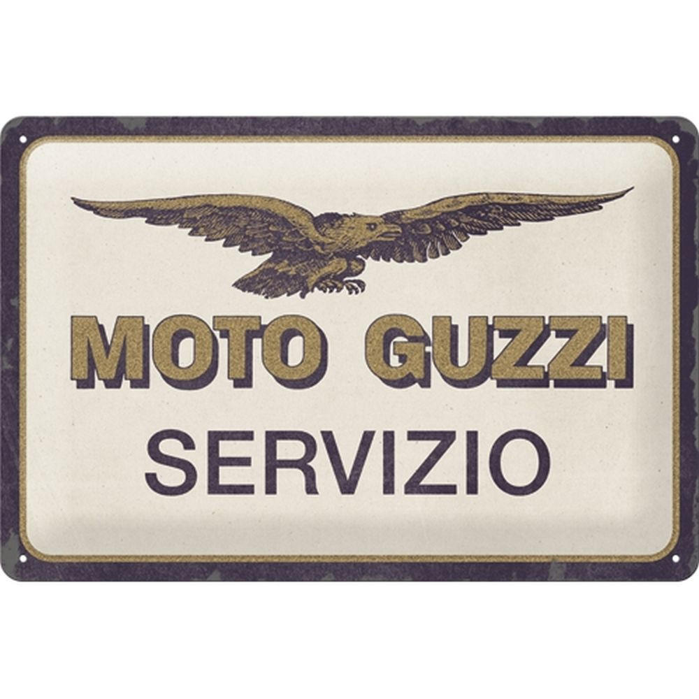 BLECHSCHILD 20/30 cm Moto Guzzi Servizio - Multicolor, Metall (30/20/0.2cm) - Nostalgic-Art