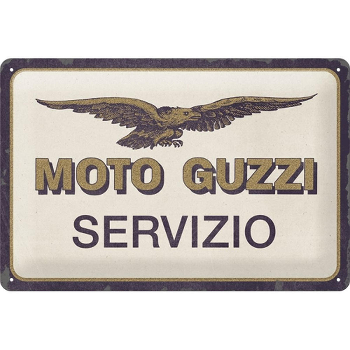 BLECHSCHILD 20/30 cm Moto Guzzi Servizio - Multicolor, Metall (30/20/0.2cm) - Nostalgic-Art