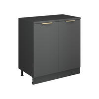 KUHINJSKA OMARA ZA POŠEVNE STREHE R-Line, Antracitno-zlata, 80 cm brez naklona z 2 vrati - antracit, leseni material (80/83.8/46cm) - Vicco