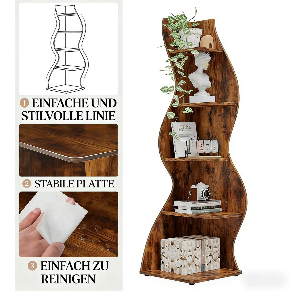 ECKREGAL 5 Ebenen 180 x 60 x 35 cm Holz Braun - Braun, Holz (48/179/50cm) - Beauniv