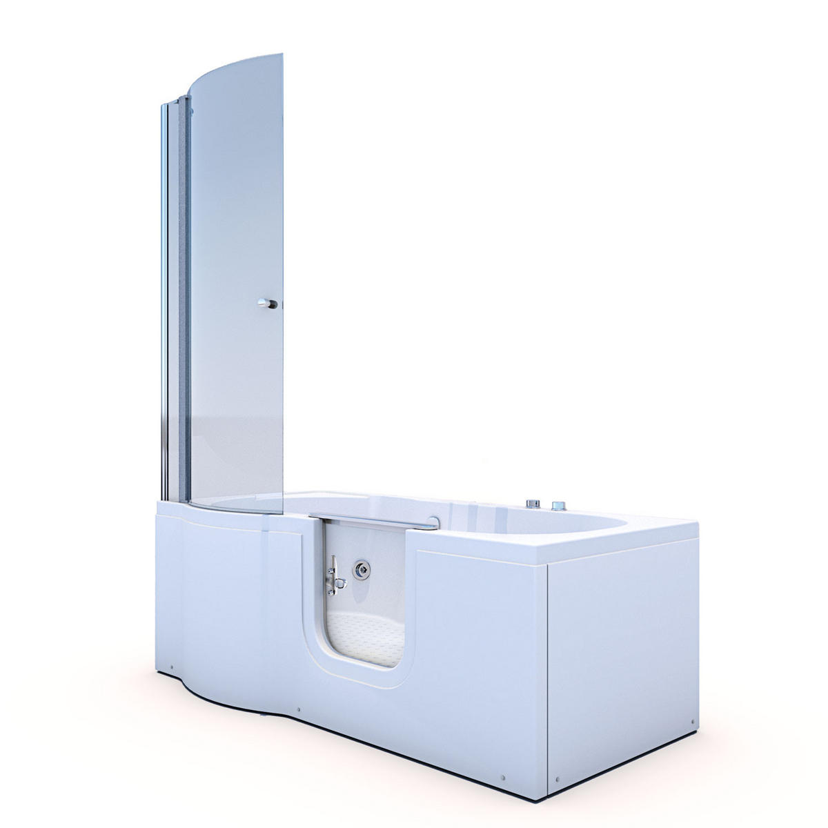 SENIORENDUSCHE Whirlpool mit Tür S12D-WP-R - Weiß, Glas/Kunststoff (170/200/85cm) - AcquaVapore by Sandra Jentho