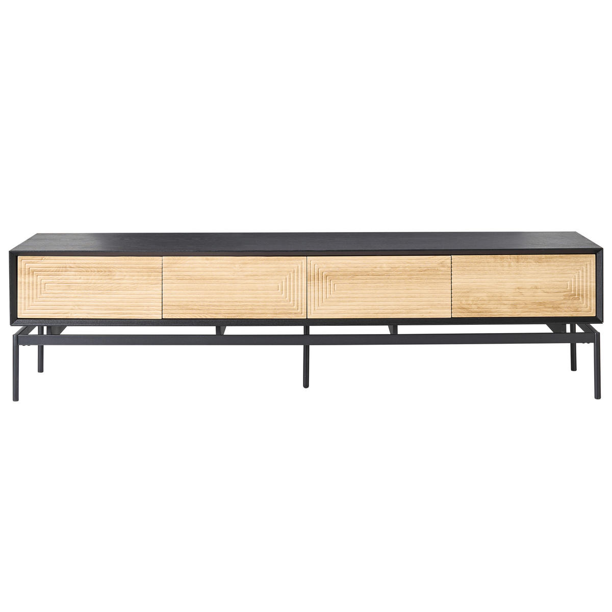 TV-MÖBEL Schwarz/Hellbraun Lancelin - Hellbraun/Schwarz, Holzwerkstoff (180/46/35cm) - Beliani