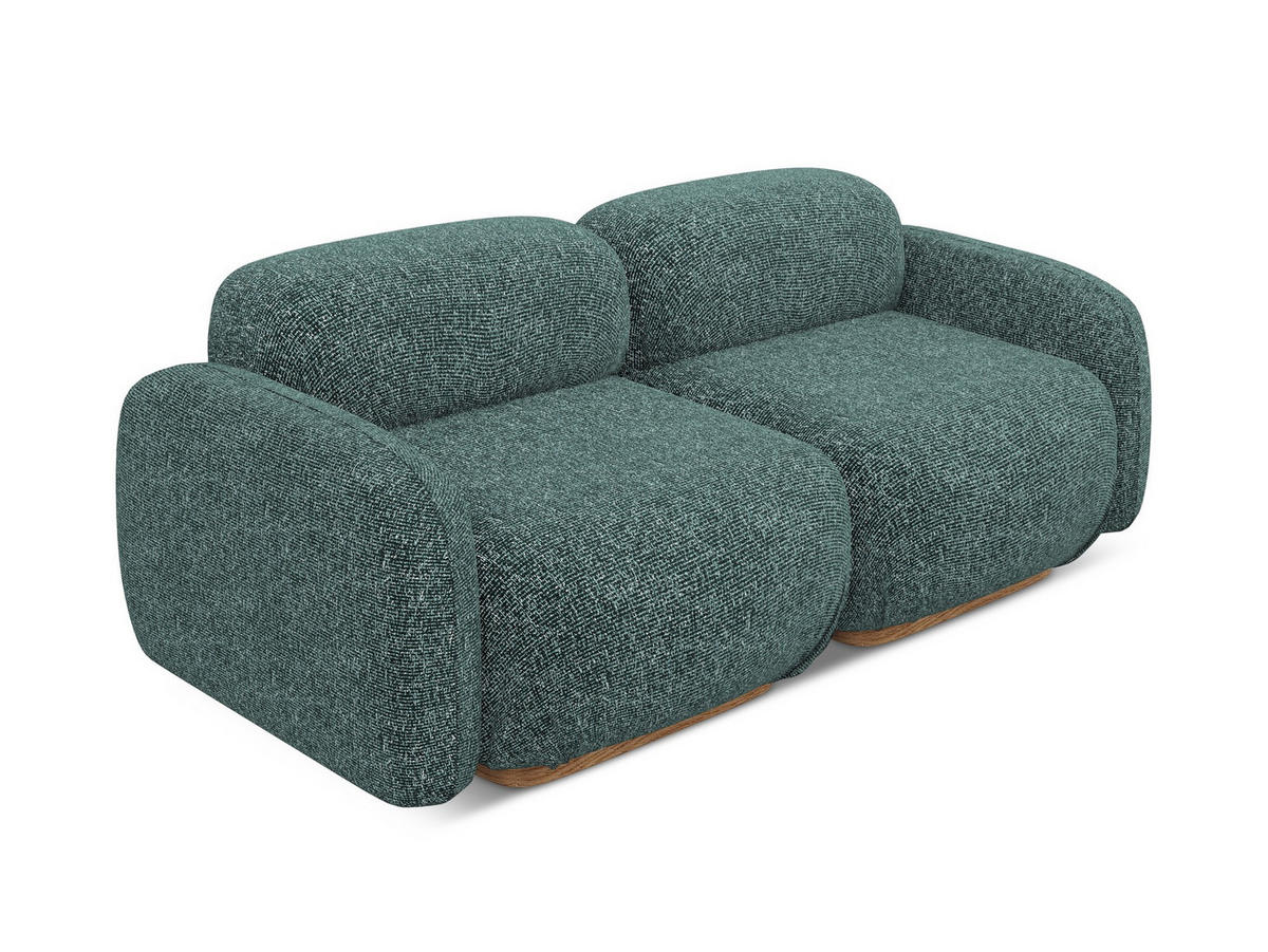 3-SITZER SOFA Strukturstoff Stoff Blau - Blau/Blaugrau, Holz/Textil (190/73/95cm) - Makamii