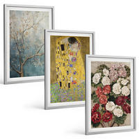 BILDER SET 3er Set - 40x60 cm Silberner Rahmen - Blumen des Baumes (Gemälde von Klimt) - Silberfarben, Kunststoff (40/60cm) - TULUP