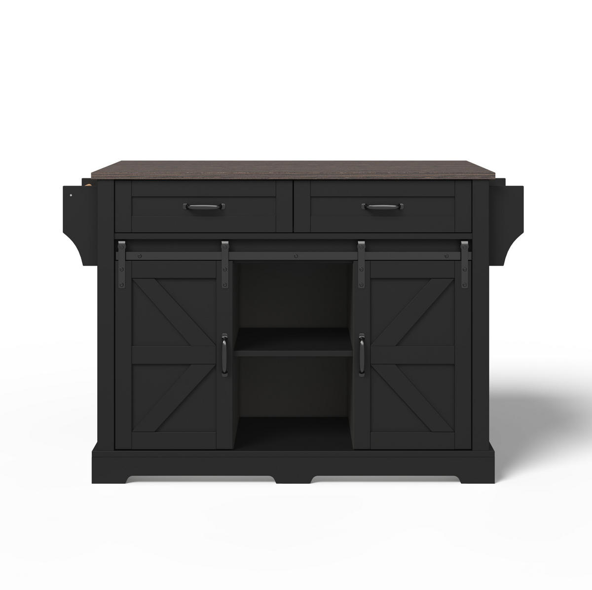 KÜCHENINSEL 120/45(70)/91 cm Schwarz aus MDF mit klappbarer Arbeitsplatte - Schwarz, Holzwerkstoff (70/91/120cm) - OKMYHOME