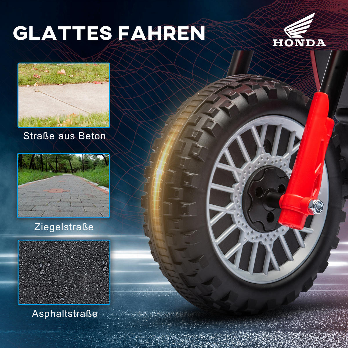 HOMCOM Kinder Elektro-Motorrad, 6V Kindermotorrad mit Hupe, Startup-Musik - Rot, Kunststoff/Metall (71/40.5/43.5cm) - HOMCOM