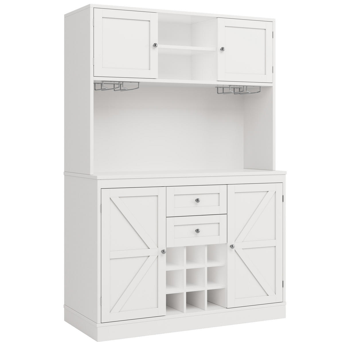 BUFFET 120/188/40 cm Weiß aus MDF und Metall mit Weinregal - Weiß, Holzwerkstoff (40/188/120cm) - OKMYHOME