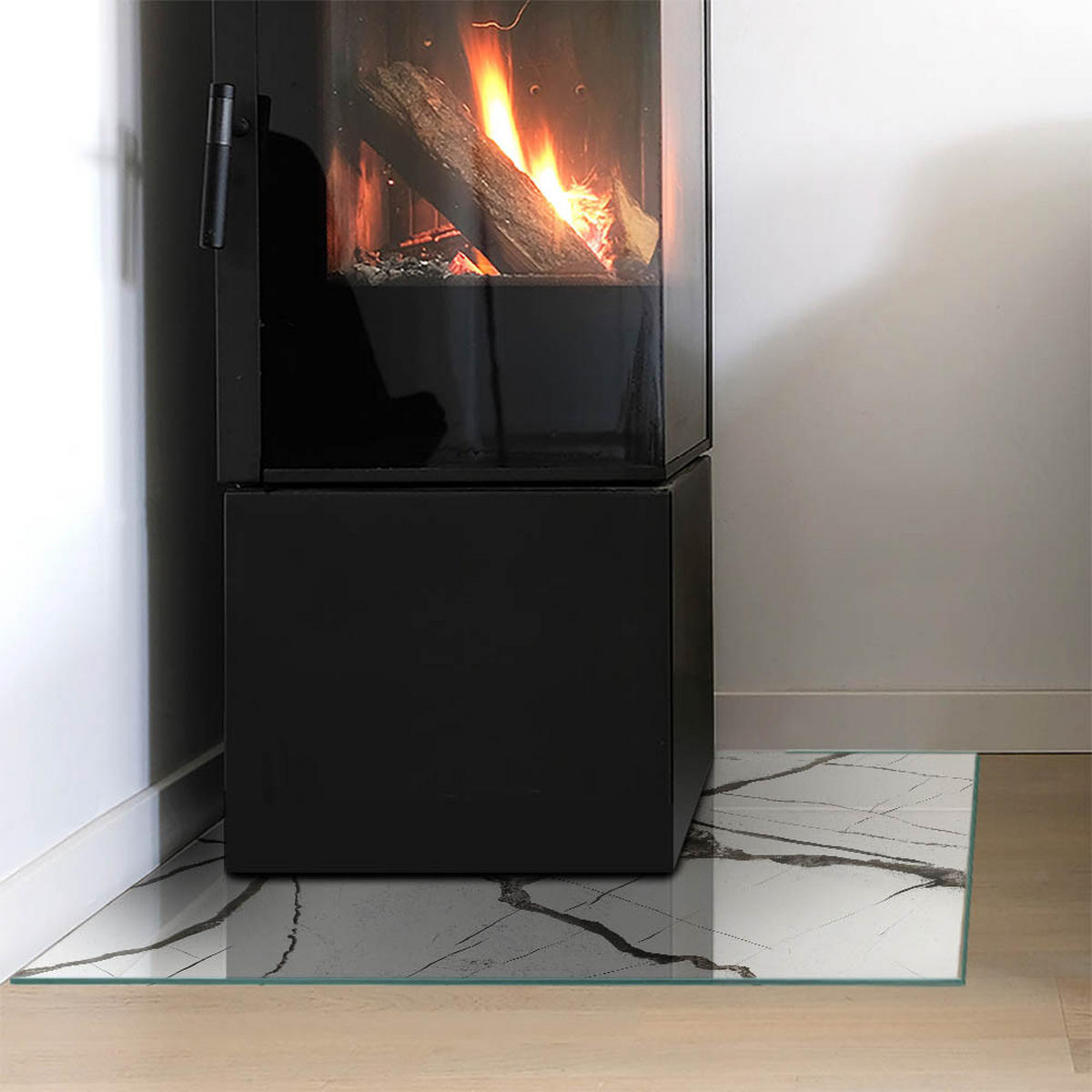 GLASPLATTE für Kamin 60x60 cm Weiß - Weiß, Glas (60/60/0.4cm) - ArtPrintCave