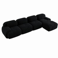 SOFA modular mit Chaiselongue Cord Black 4-Sitzer - Schwarz, Kunststoff (178/388cm) - Meubliv