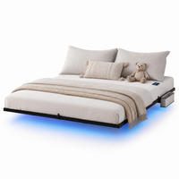 METALLBETT 140/200 cm in Schwarz mit LED, USB und Type-C - Schwarz, Metall (140/200cm) - CHICFURN