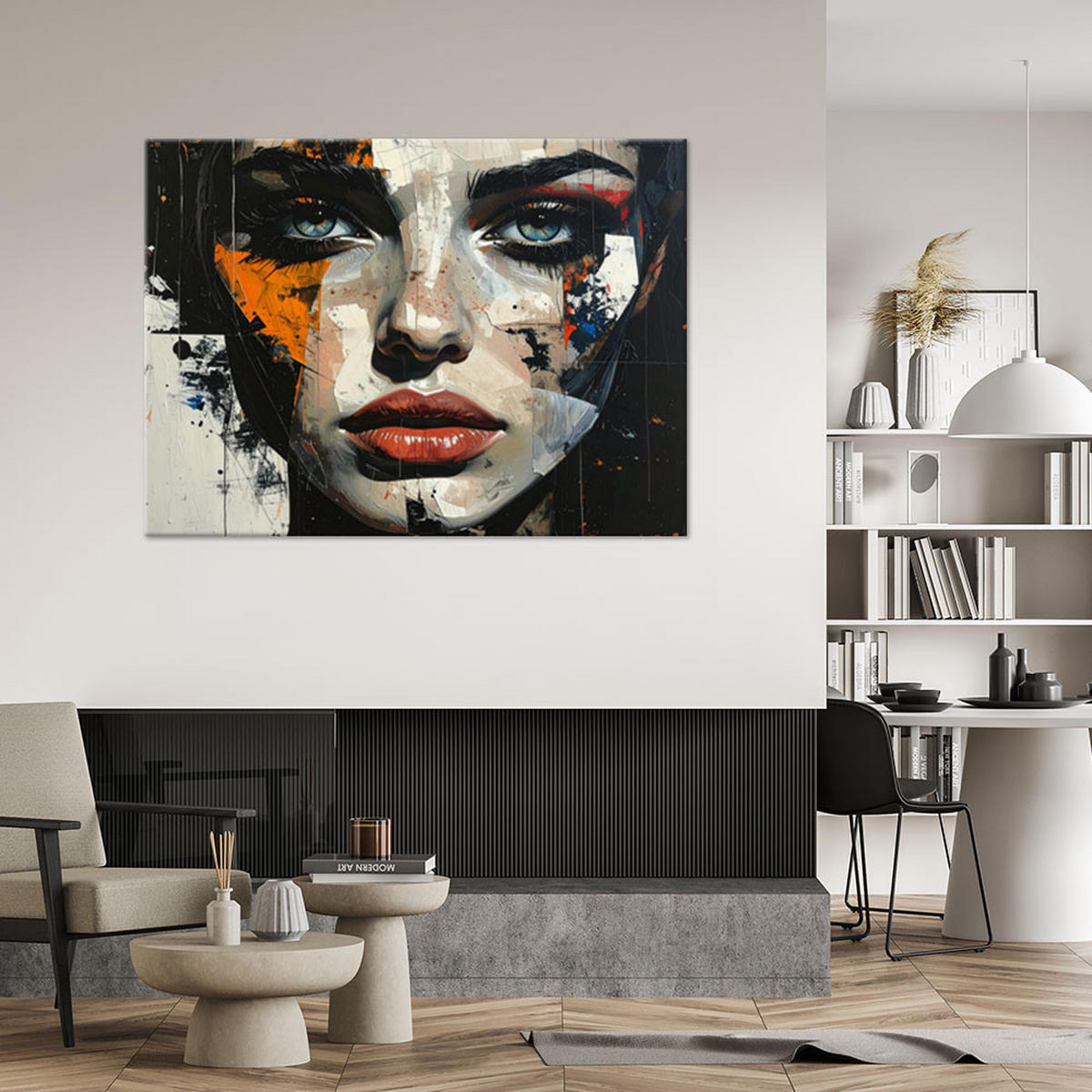 LEINWANDBILDER, Das Gesicht einer Frau in malerischer Abstraktion - Schwarz, Textil (120/80cm) - Feeby