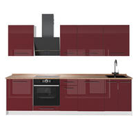 KÖK Fame-Line, Bordeaux högblank/Vit, 280 cm, AP Oak - Vit/Bordeaux, Träbaserade material (280/206.8/60cm) - Vicco