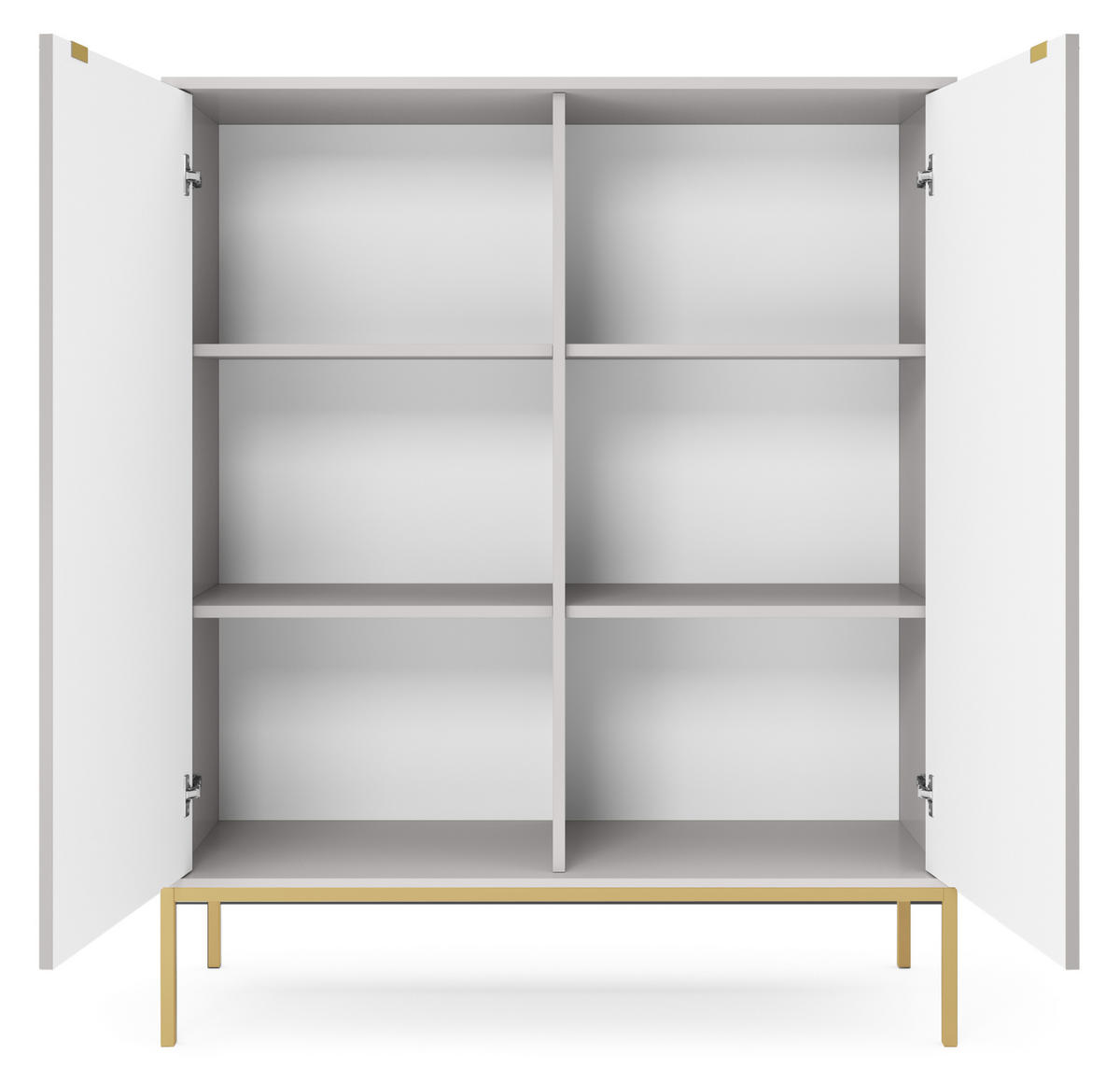 HOCHKOMMODE NOVA Geriffelt, 2-Türen, KOMMODE Schwarz, Goldfüße 104x39x cm Grau - Goldfarben/Graphitfarben, Holzwerkstoff/Kunststoff (104/125/39cm) - DomoHome