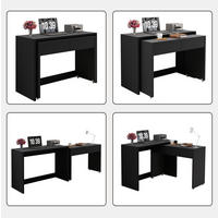 SCHREIBTISCH 2-in-1 ausziehbar 110x40x78 cm Schwarz mit Rollen - Schwarz, Holz (110/40/78cm) - Meubliv