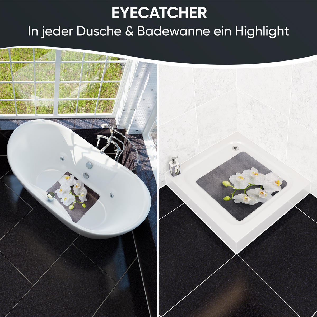 BADEMATTE Pretty - Grau, Kunststoff (53/53cm) - Sanilo