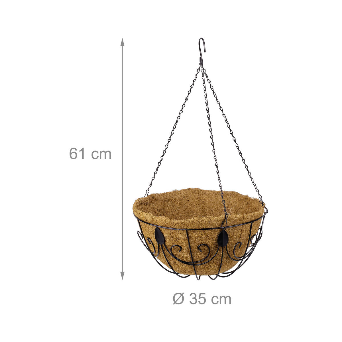 3XHÄNGEKORB - Multicolor, Textil/Metall (35/61/35cm) - Relaxdays