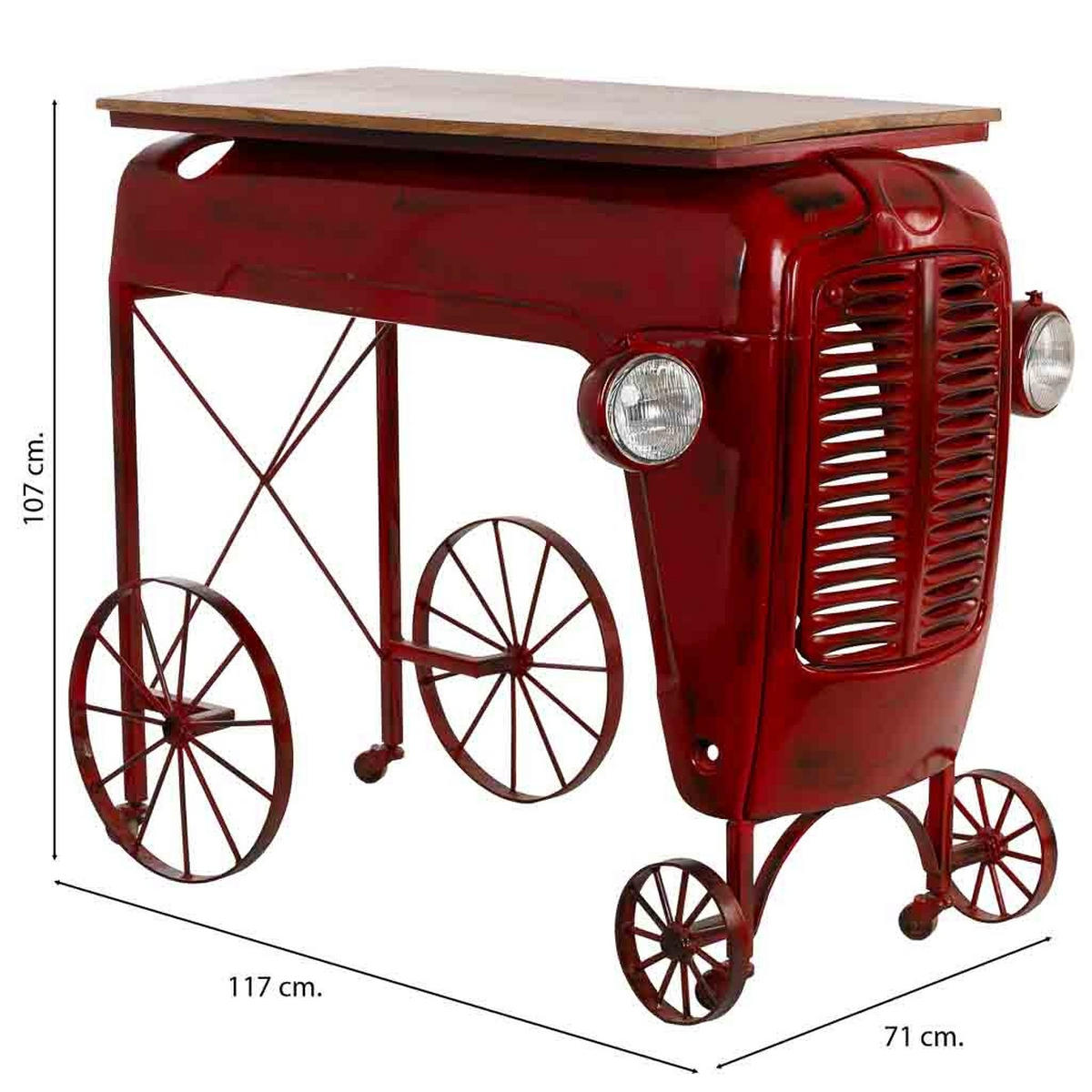 KONSOLENTISCH, 117x71x107cm - Rot, Metall (71/117/107cm) - Wanderlust