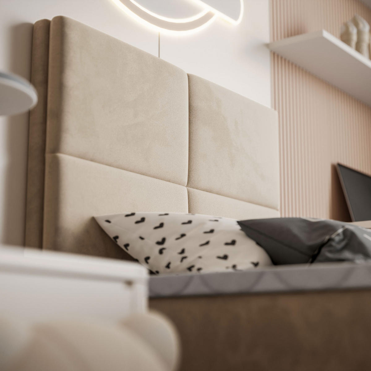 BOXBETT CROSS MINI mit Topper 100x200 cm Royal Velvet 170 - Beige, Textil - Lookway