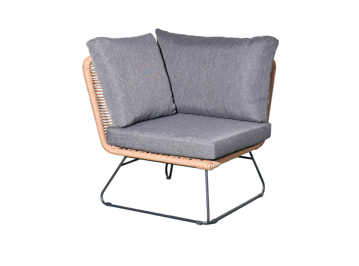 GARTENLOUNGE-SET Monaco Grau Polyrattan für 6 Personen - Grau, Kunststoff - Green Spirit