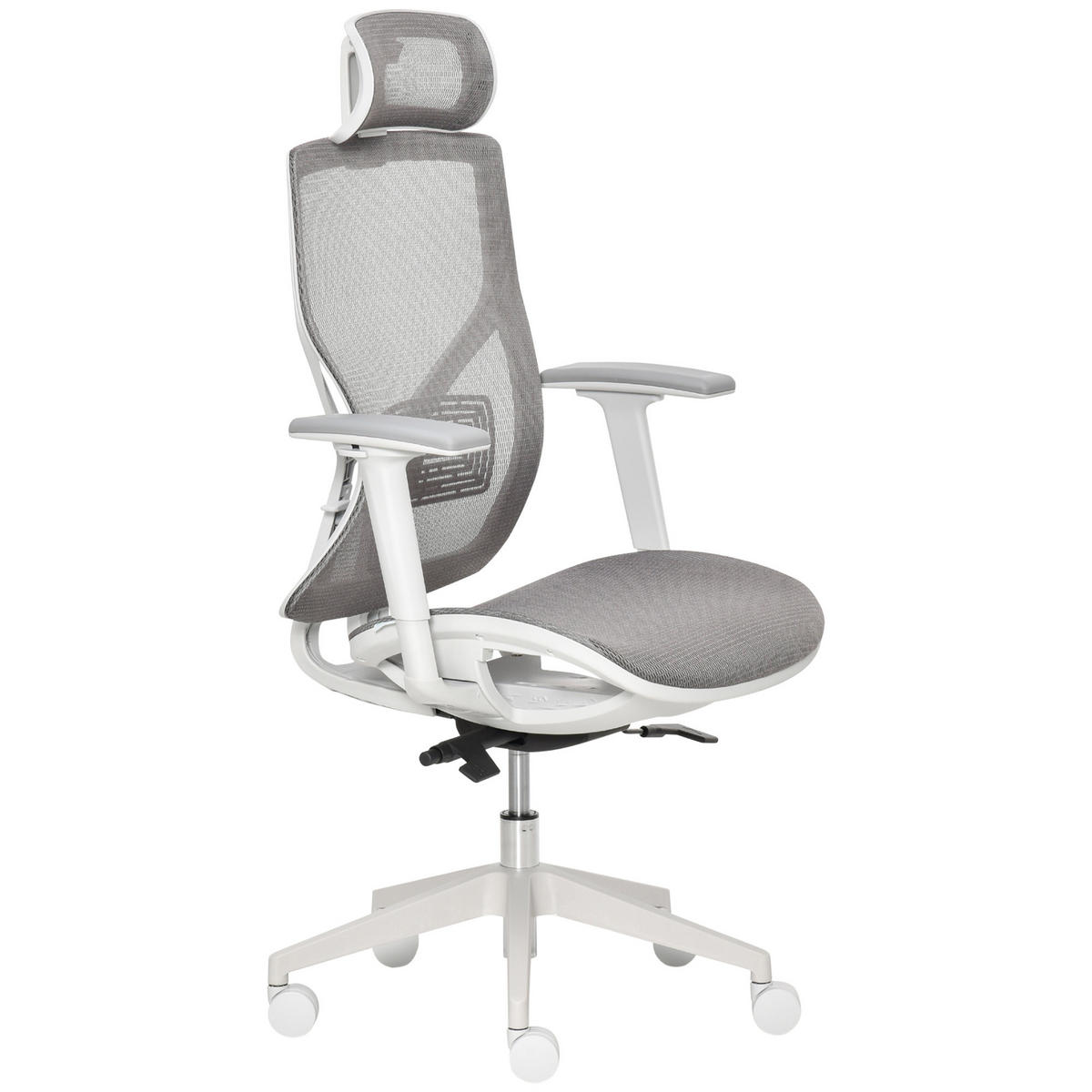 BÜROSTUHL DE-05107 Ergonomisch, 3D-Armlehnen, Kopfstütze & höhenverstellbar Grau - Grau, Kunststoff (65/128/67cm) - ComfortXL