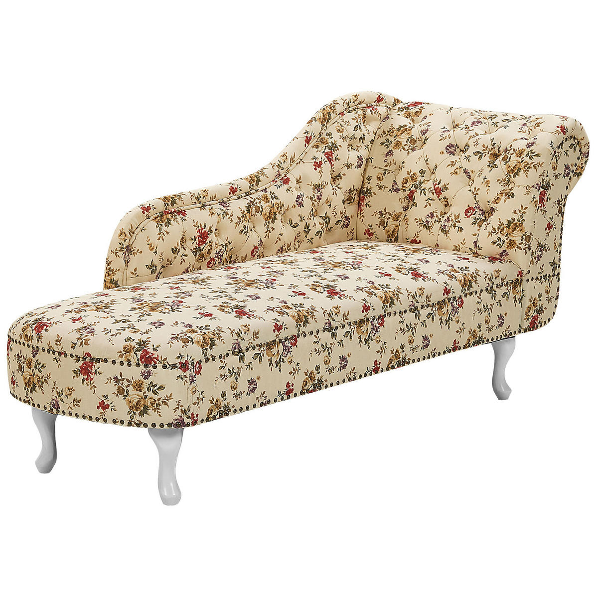 CHAISELONGUE Polsterbezug beige Blumenmuster rechtsseitig Nimes - Beige/Multicolor, Textil (170/79/61cm) - Beliani