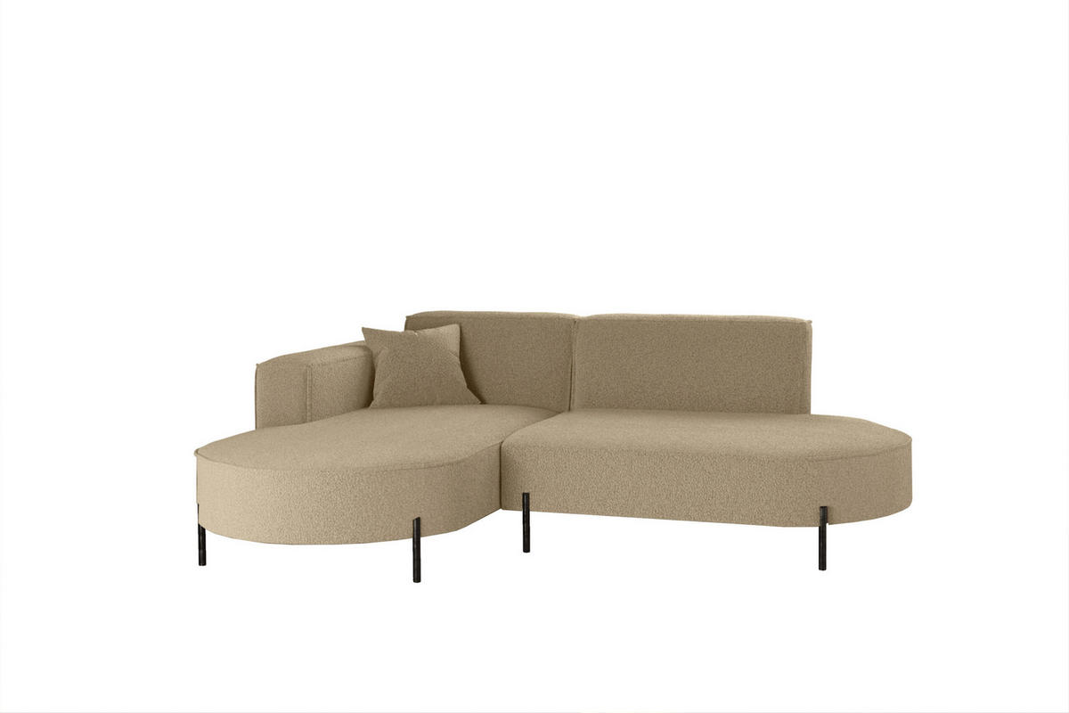 ECKSOFA L-Form Designer Modena Rein Stoff Quelle Hellbraun Links - Hellbraun, Holz/Textil (165/236cm) - Kaiser Möbel