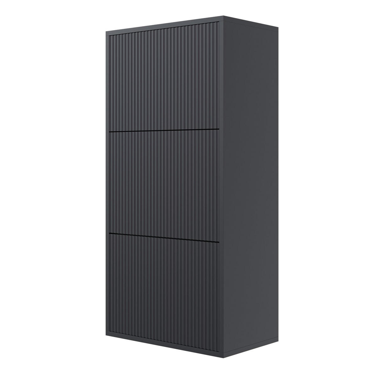 WAND-SCHUHSCHRANK Veldio mit 3 Klappen Schwarz 50 cm - Schwarz, Holzwerkstoff (50/103/30cm) - Selsey