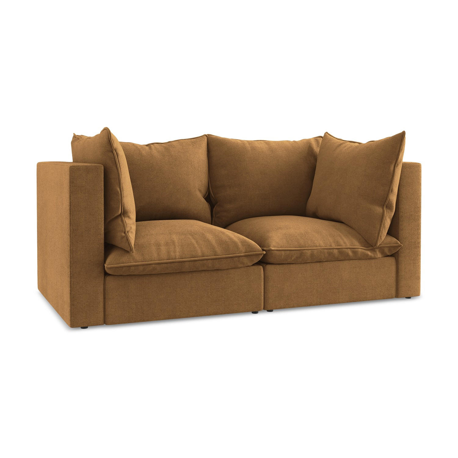 2-SITZER SOFA Strukturstoff Orange - Terracotta/Schwarz, Holzwerkstoff/Kunststoff (180/77/90cm) - LaMiaSofa