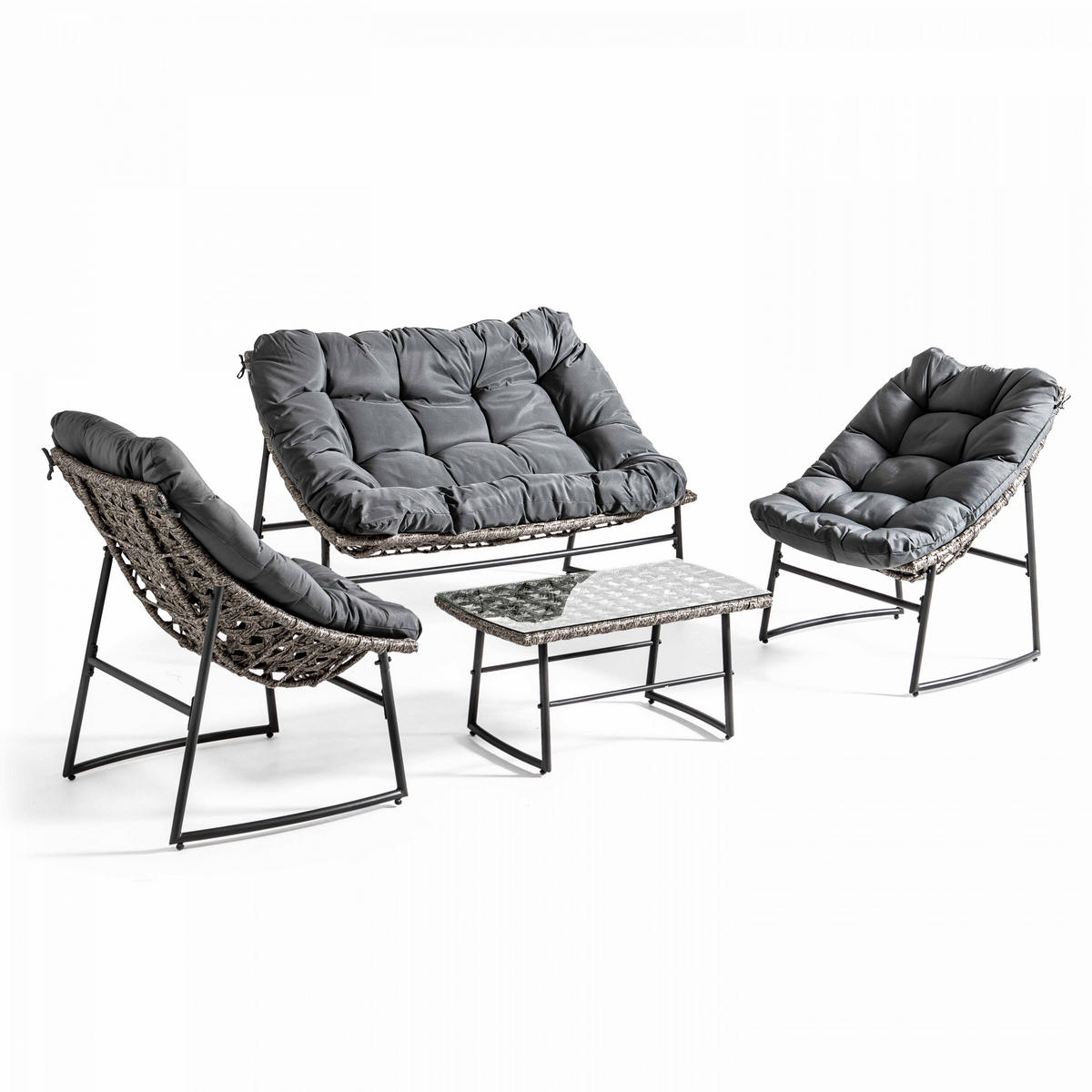 GARTENSET, Grau - Grau, Metall - Oviala