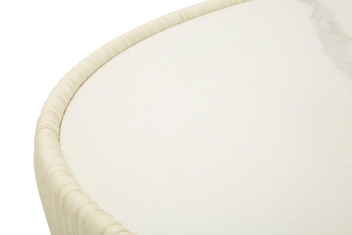 COUCHTISCH Elge, cremefarben, goldfarben und weiß, Eisen, Keramik und Polyester, 71 x 71 x 38 cm - Goldfarben/Creme, Keramik/Textil (71/71/38cm) - Mauro Ferretti