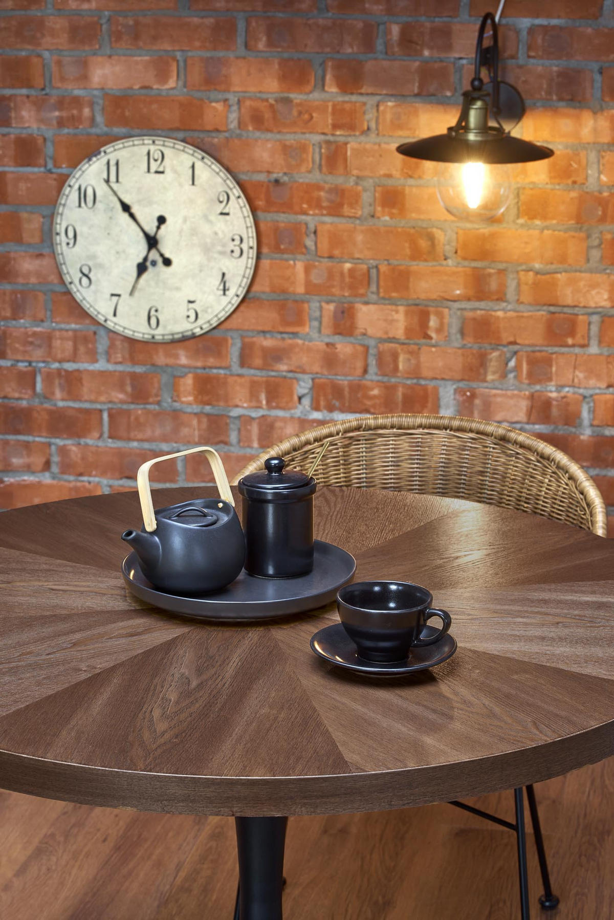 ESSTISCH Rund HAW-333 Walnuss Wenge Schwarz Echtholzfurnier 100/75 cm - Walnussfarben, Holz (100/100/75cm) - designimpex