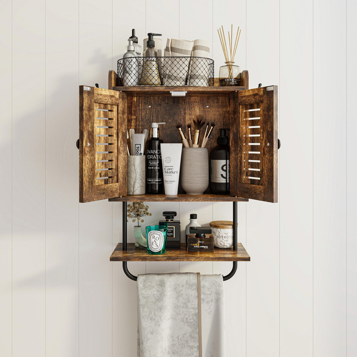 ZÁVĚSNÝ skříň - hnědá, kov/kompozitní dřevo (40/61/17.5cm) - Relaxdays