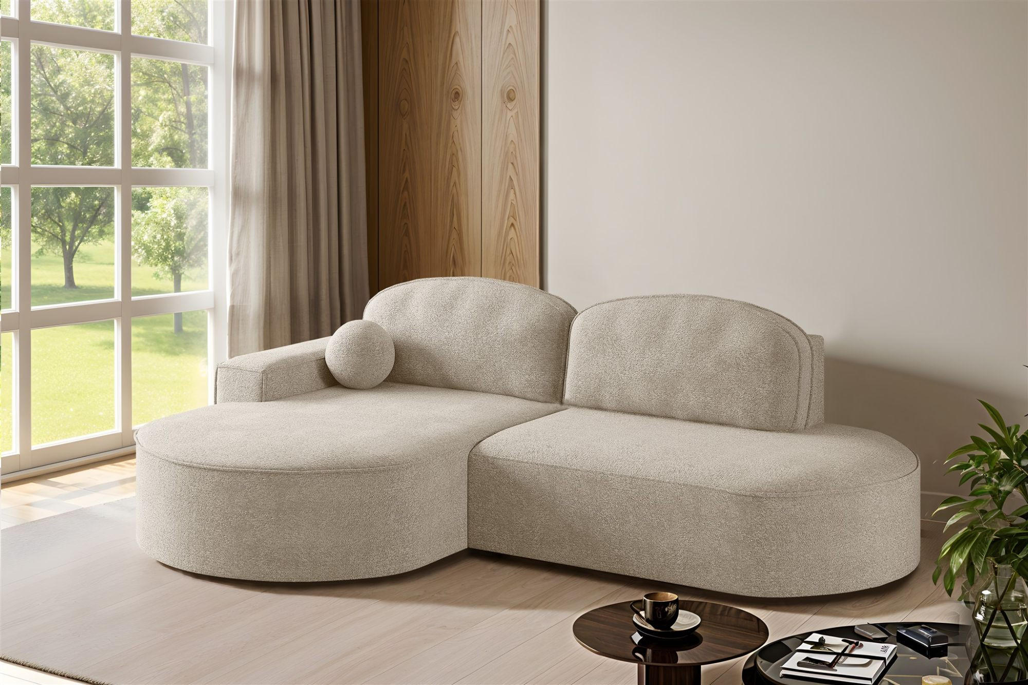 ECKSOFA Girona Mit Schlaffunktion - Beige, Holzwerkstoff/Textil (278/179cm) - Fun Möbel