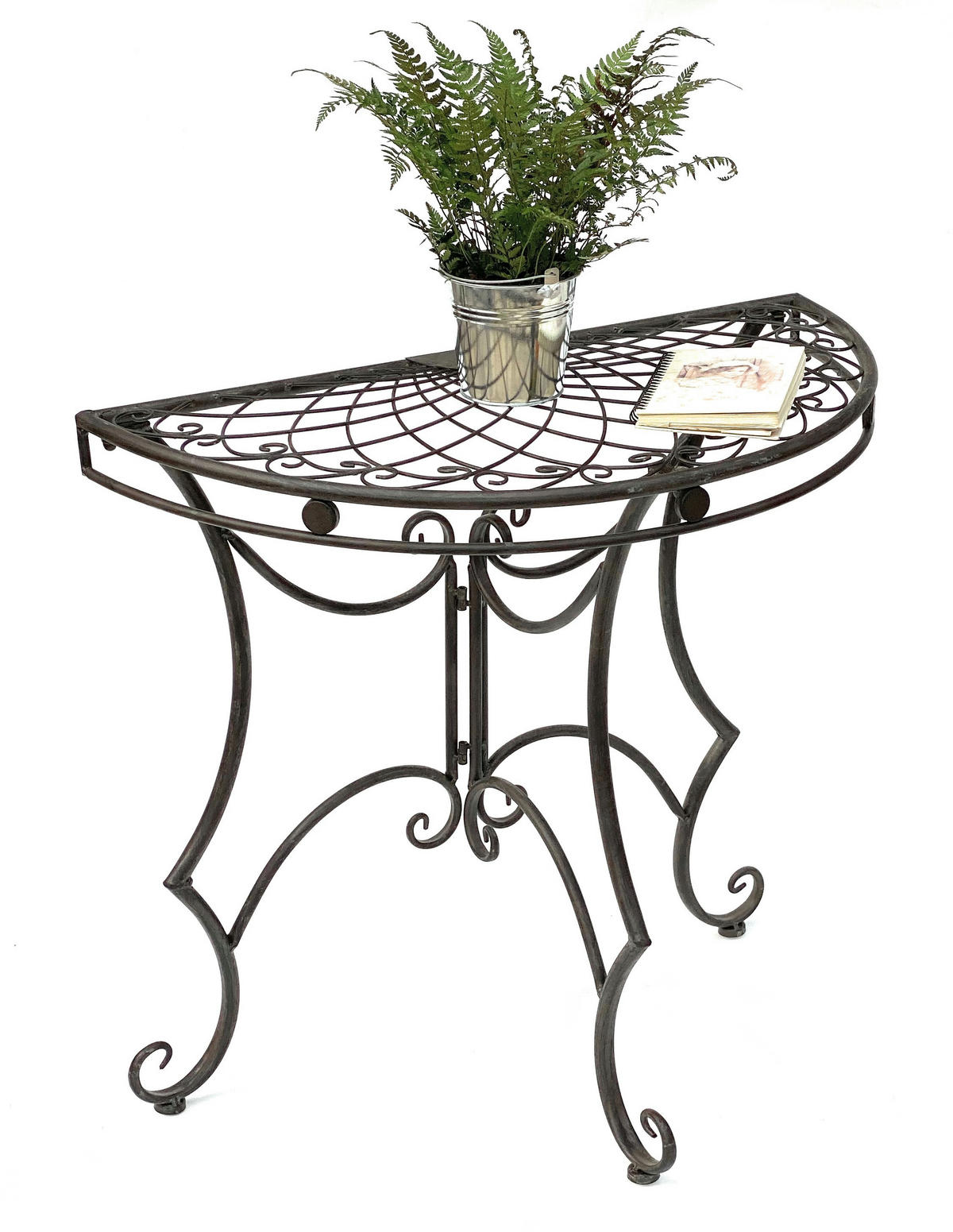 TISCH Halbrund Metall Braun 80 cm 96000 - Braun, Metall (40/80/76cm) - DanDiBo