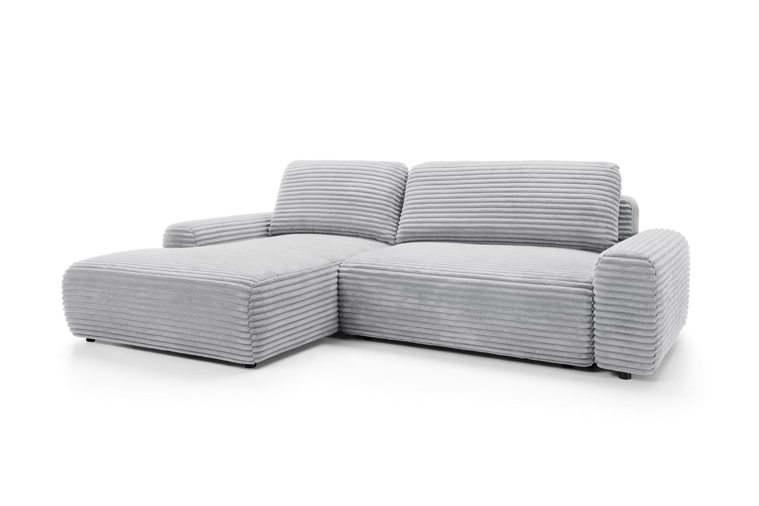 ECKSOFA Cordina Grau, mit Schlaffunktion und Bettzeugbehälter, linke seite - Grau, Holzwerkstoff (264/162cm) - Bettso