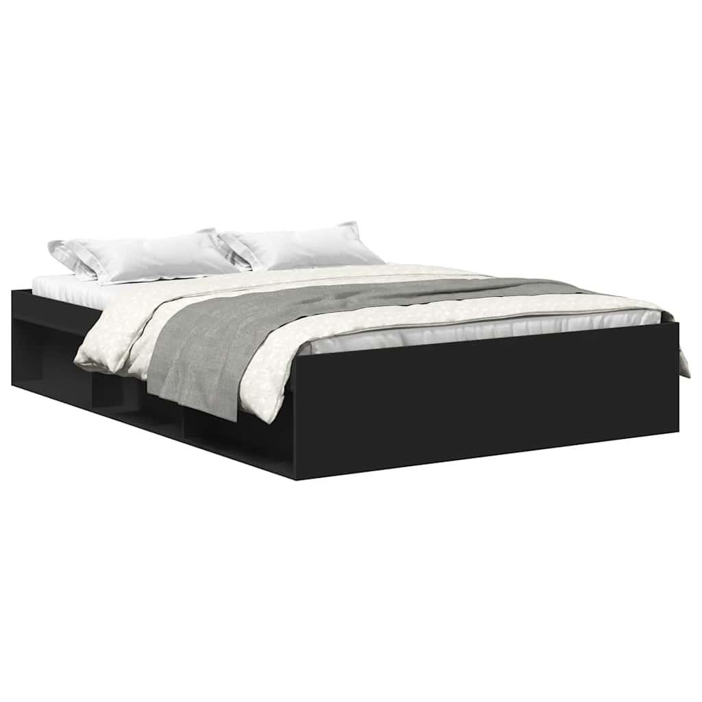 BETTGESTELL Schwarz 160x200 cm - Schwarz, Holzwerkstoff - furnicato