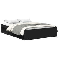 BETTGESTELL Schwarz 160x200 cm - Schwarz, Holzwerkstoff - furnicato