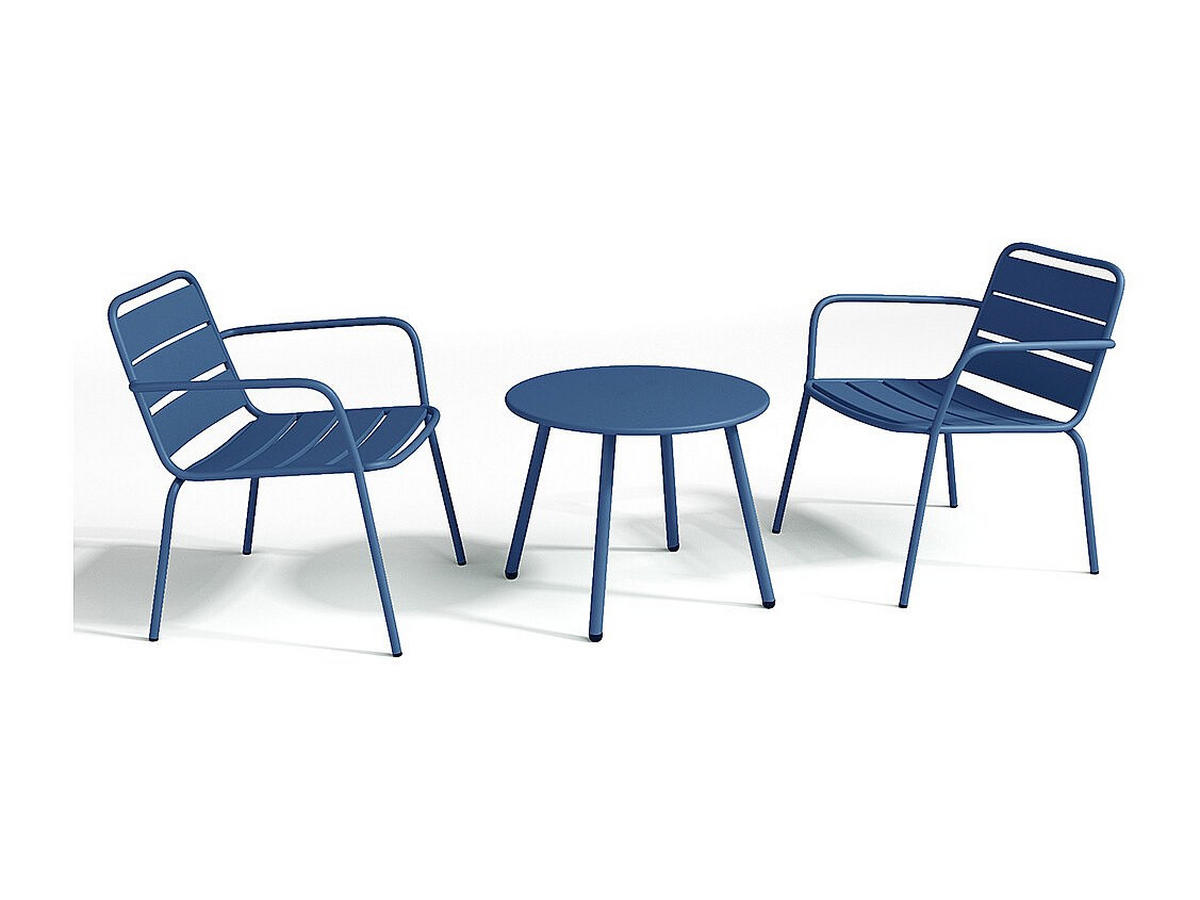 GARTENSITZGRUPPE im Set - 2 -Sitzer - Stahl - marineblau - MIRMANDE - Blau, Metall - Vente-Unique