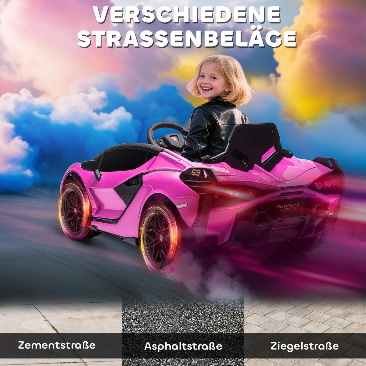 KINDER-ELEKTROAUTO DE-06136 Lamborghini lizenziert mit Fernsteuerung Rosa - Pink, Kunststoff/Metall (108/62/40cm) - ComfortXL