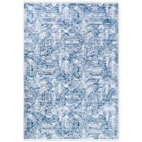 TEPPICH Blau Modern Geometrisch - Rechteckig mit Fransen, Abstrakt - 80 x 200 cm - Dunkelblau/Weiß, Textil (80/200cm) - Mazovia